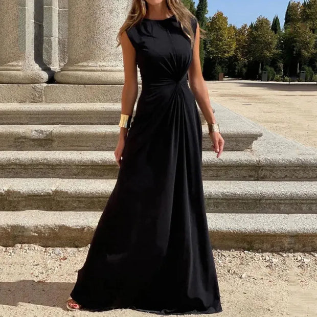 WW | Elegantes Langkleid mit Langen Ärmeln, Revers und Unifarbenem V-Ausschnitt für Damen