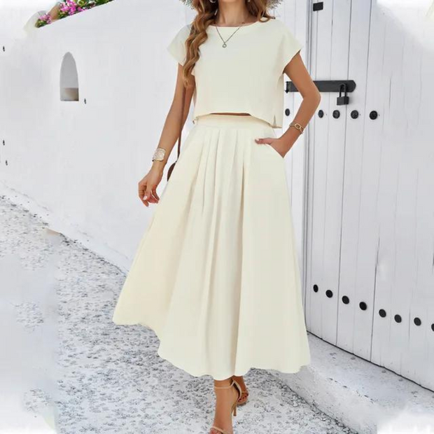 WW | Elegantes Crop-Top- und Maxikleid-Set