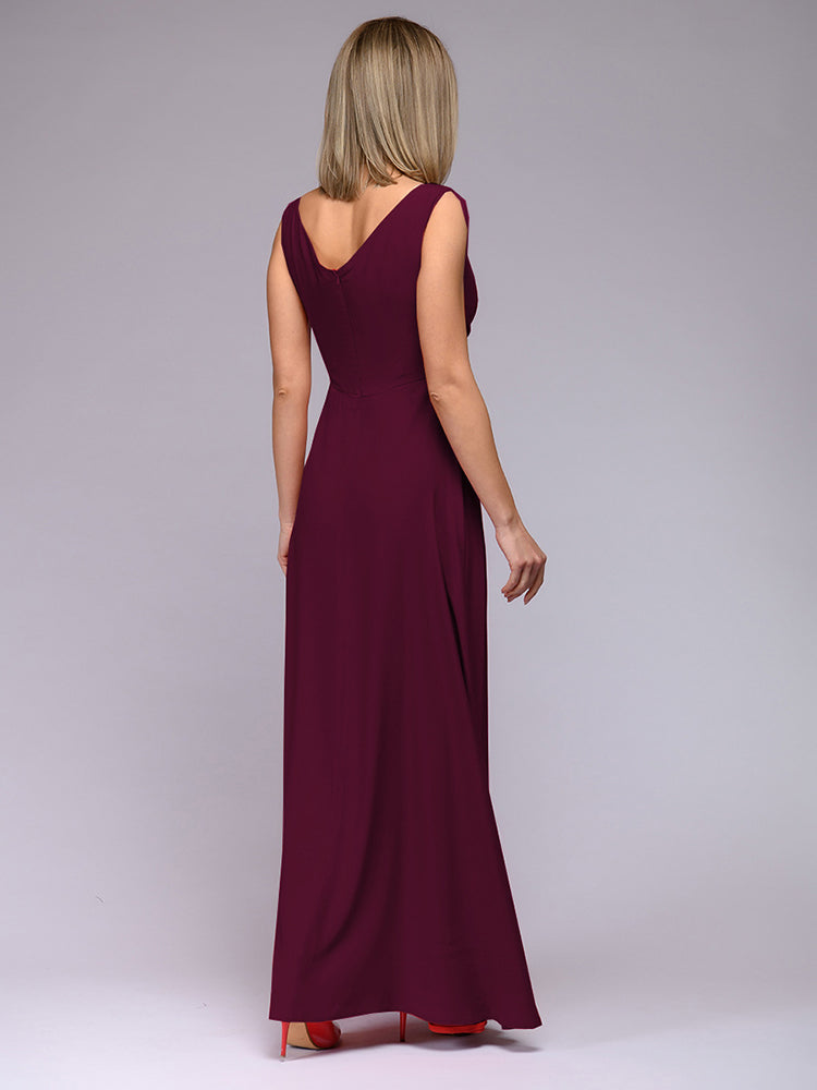 WW | Elegantes Maxi Kleid Mit Tiefem V-ausschnitt Und Schlitz