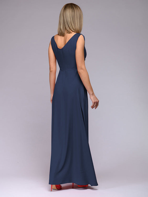 WW | Elegantes Maxi Kleid Mit Tiefem V-ausschnitt Und Schlitz