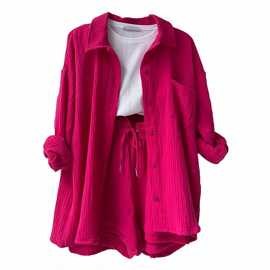 WW | Sonnenschutz-Shirt-Set für Damen (Langarmshirt + Shorts)