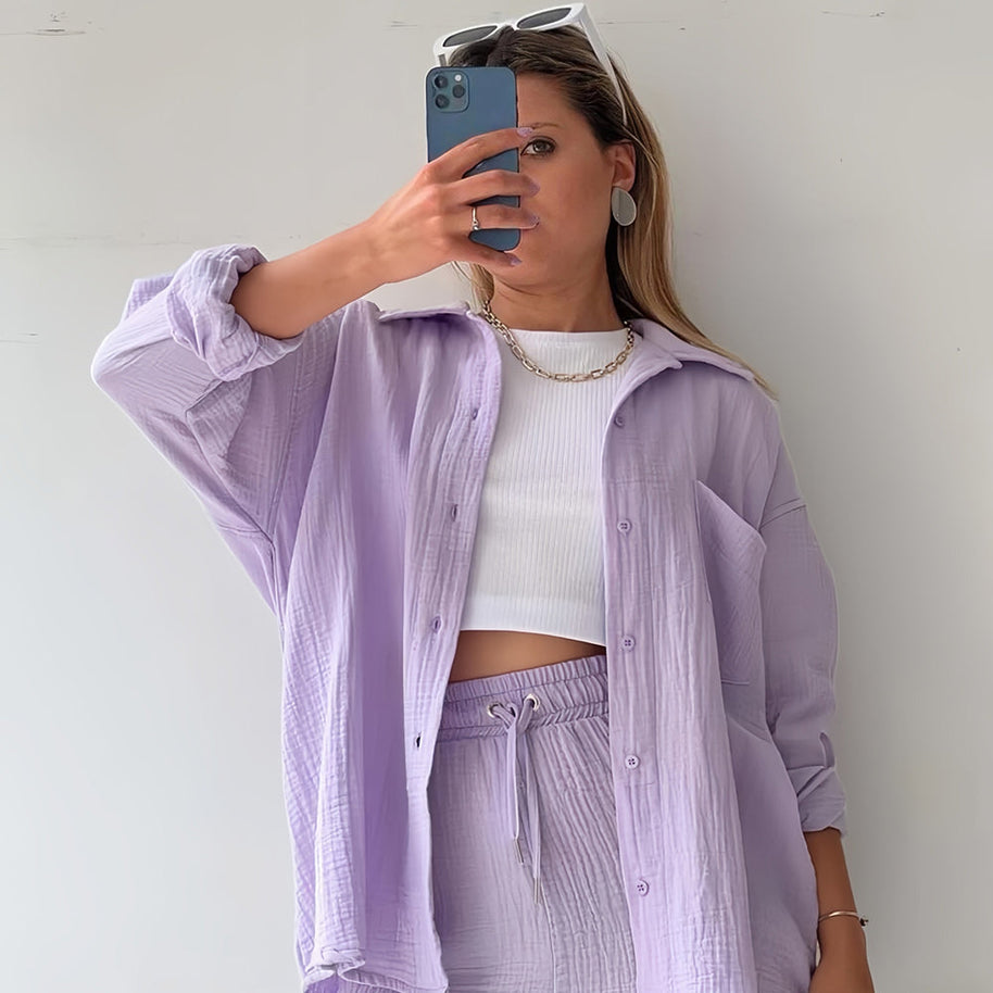 WW | Sonnenschutz-Shirt-Set für Damen (Langarmshirt + Shorts)