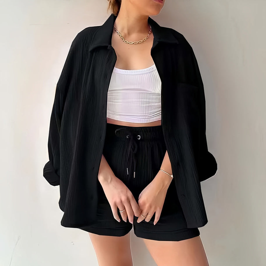 WW | Sonnenschutz-Shirt-Set für Damen (Langarmshirt + Shorts)