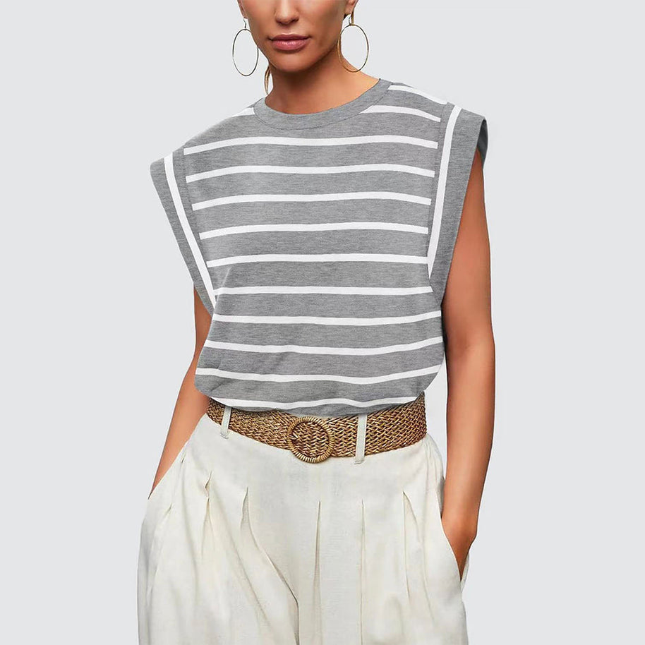 WW | Damen Frühling und Sommer Rundhals ärmelloses T-Shirt
