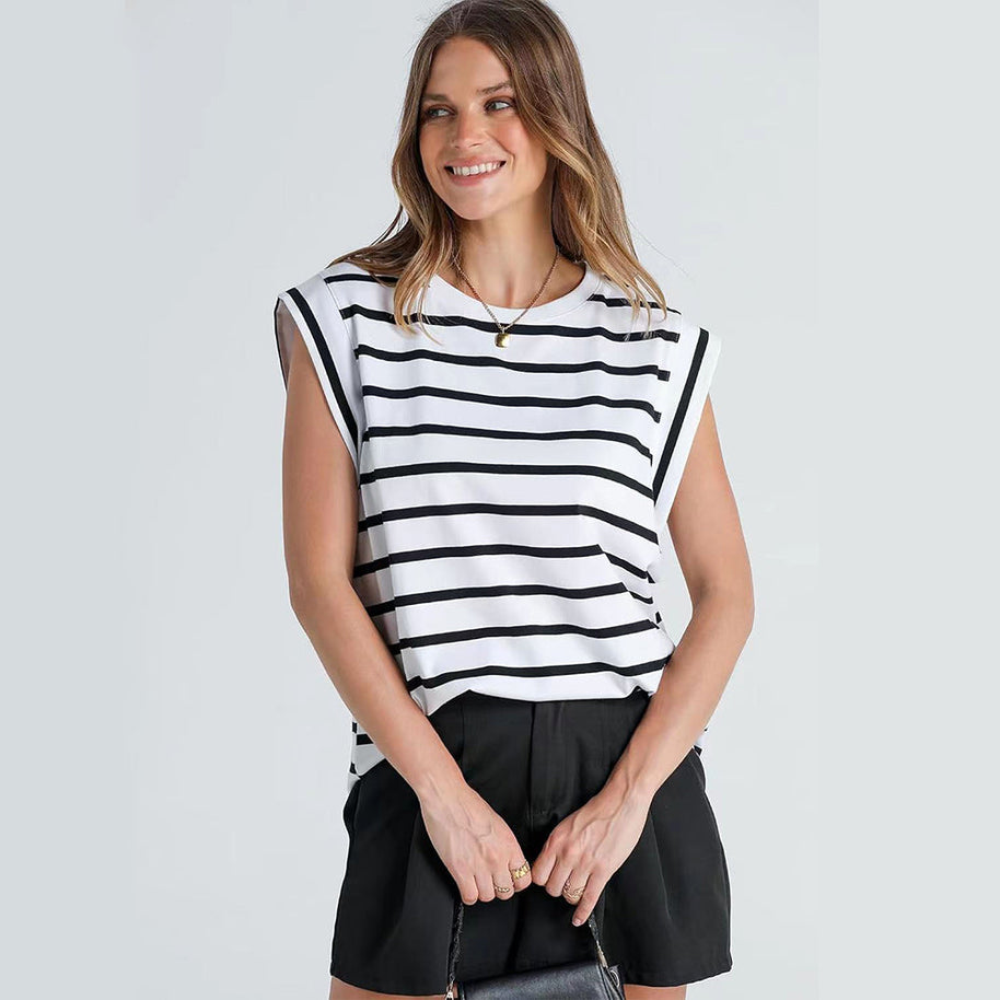 WW | Damen Frühling und Sommer Rundhals ärmelloses T-Shirt