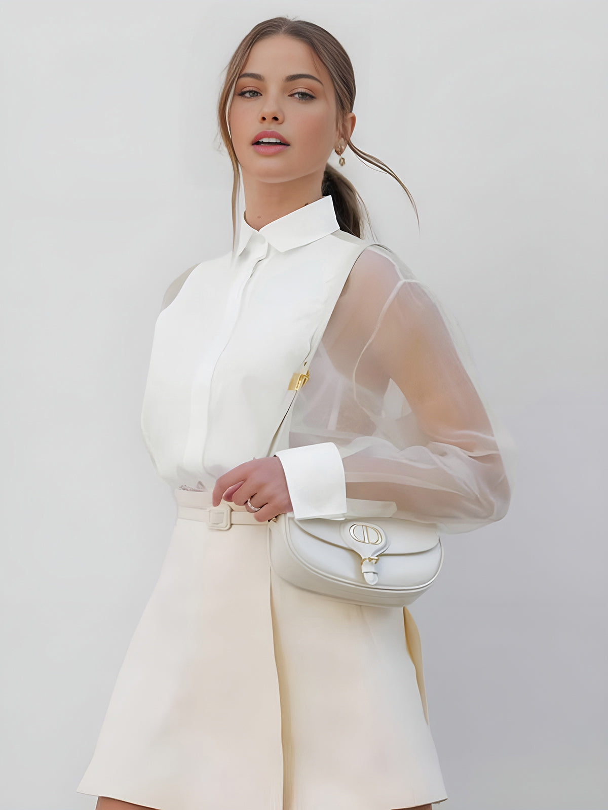 WW | Semi Transparente Puffärmel Organza Bluse