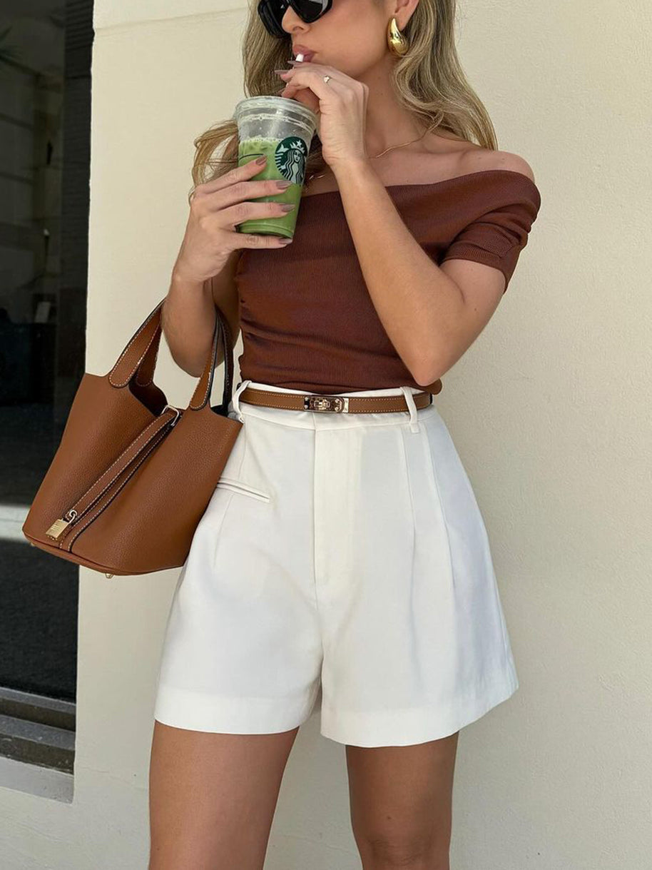 WW | Semi Transparent Mittlere Taille Kurze Hosen Ohne Gürtel