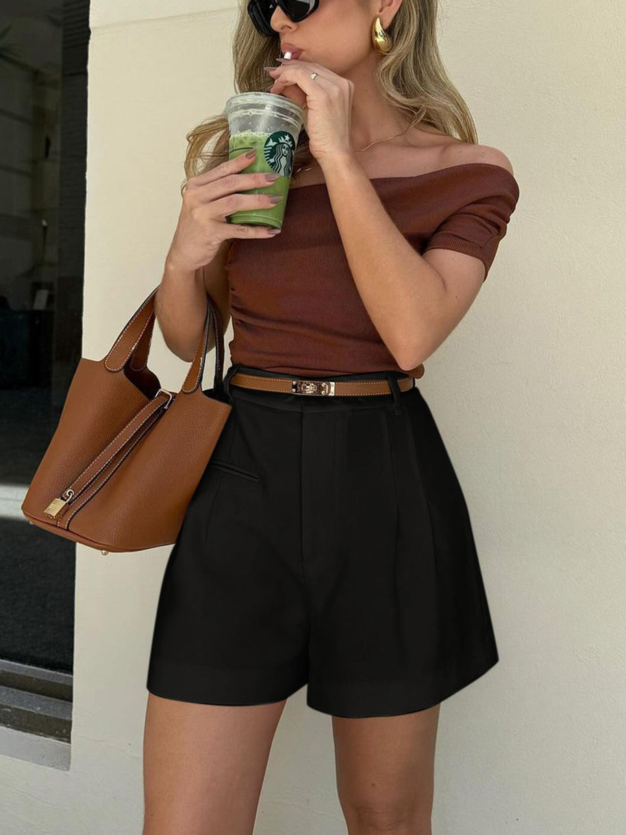 WW | Semi Transparent Mittlere Taille Kurze Hosen Ohne Gürtel