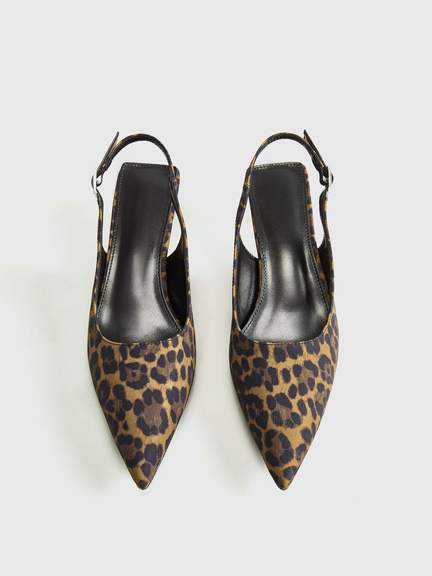 WW | Leopard Kitten Slingback Pumps