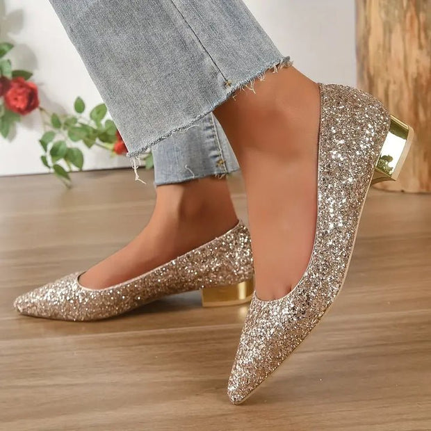 WW | Schuhe Mit Pailletten Und Niedrigen Absätzen