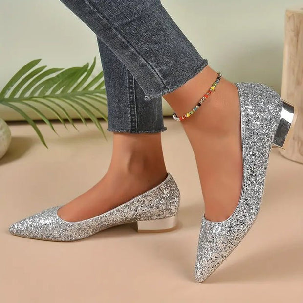 WW | Schuhe Mit Pailletten Und Niedrigen Absätzen