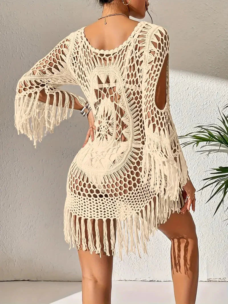 WW | Cover Up Boho-Stil Langarm Bikini-Cover Up Strand-Outfits