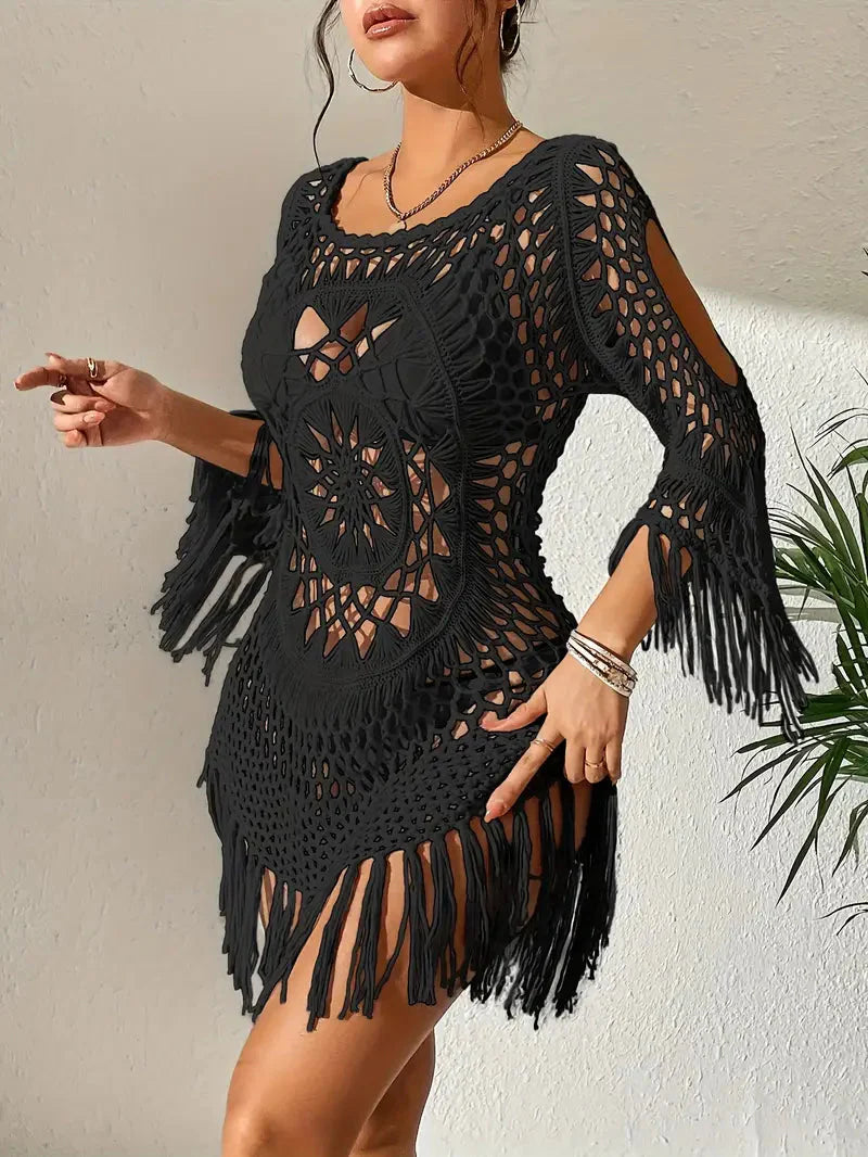 WW | Cover Up Boho-Stil Langarm Bikini-Cover Up Strand-Outfits