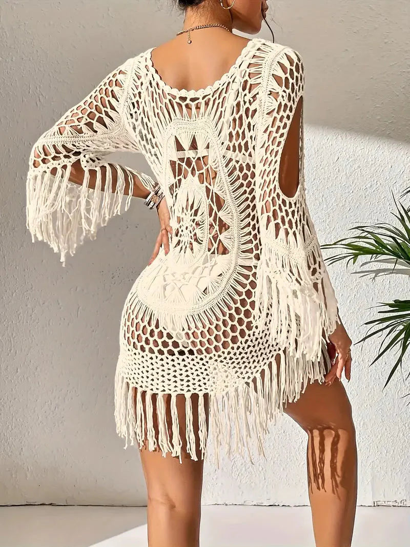 WW | Cover Up Boho-Stil Langarm Bikini-Cover Up Strand-Outfits