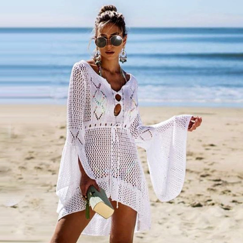 WW Strandabdeckung | Strandkleid aus Baumwolle zum Überziehen