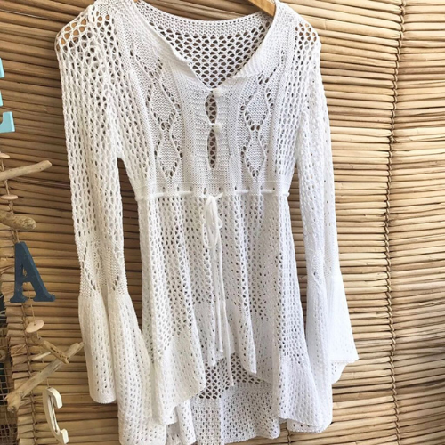 WW Strandabdeckung | Strandkleid aus Baumwolle zum Überziehen