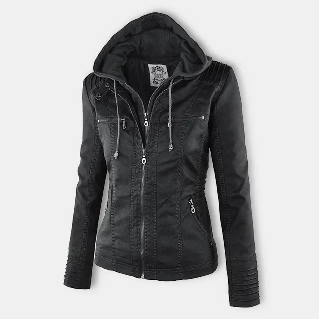 WW | Elegantes Motorradjacke Mit Kapuze Aus Hochwertigem Leder