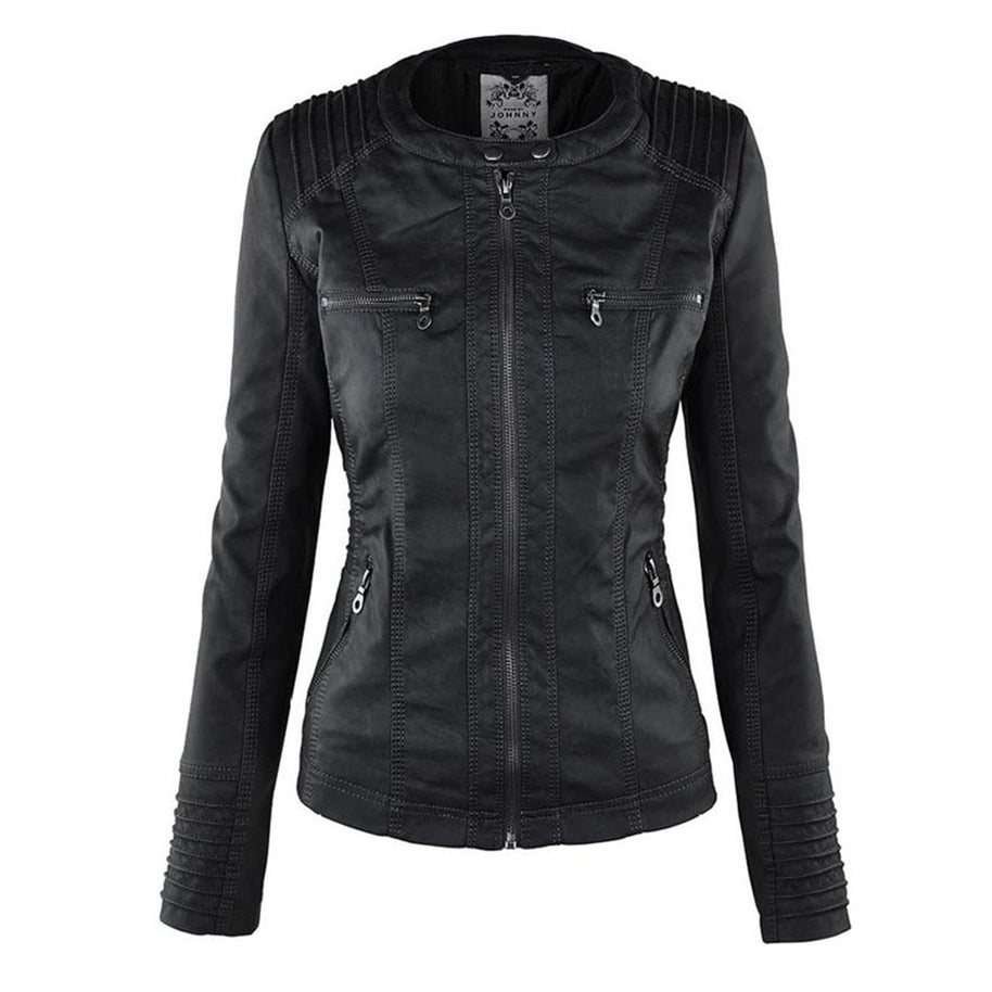 WW | Wetterfester Damen Lederjacke Mit Kapuze
