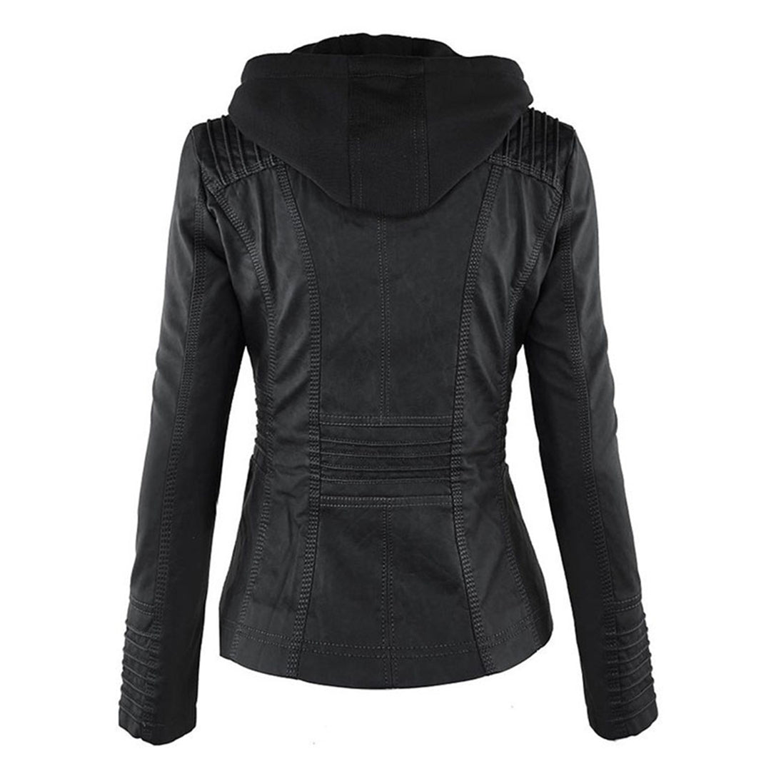 WW | Wetterfester Damen Lederjacke Mit Kapuze