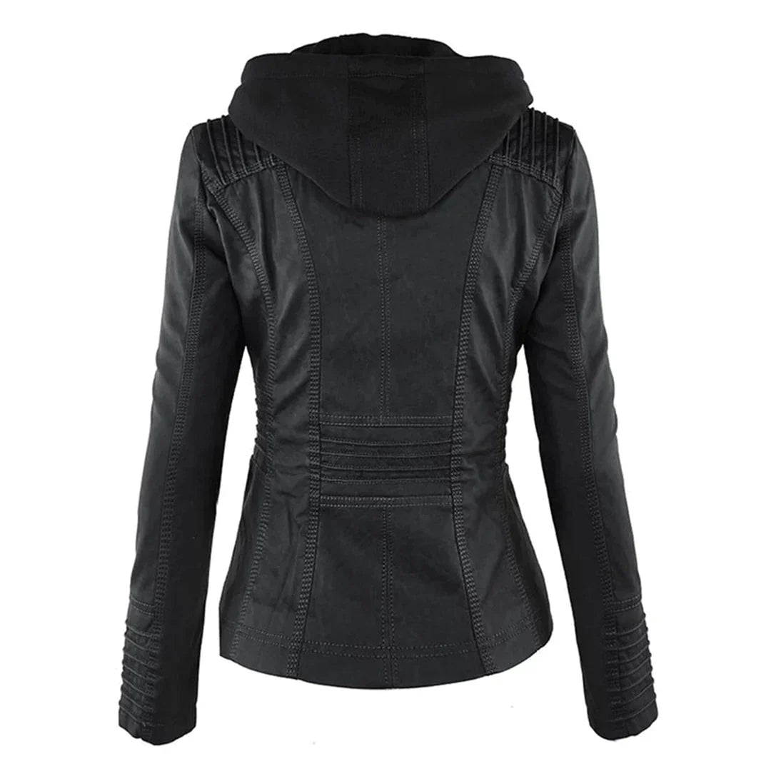 WW | Elegantes Motorradjacke Mit Kapuze Aus Hochwertigem Leder