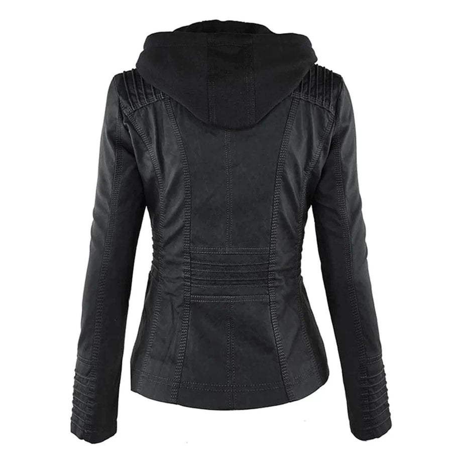 WW | Elegantes Motorradjacke Mit Kapuze Aus Hochwertigem Leder