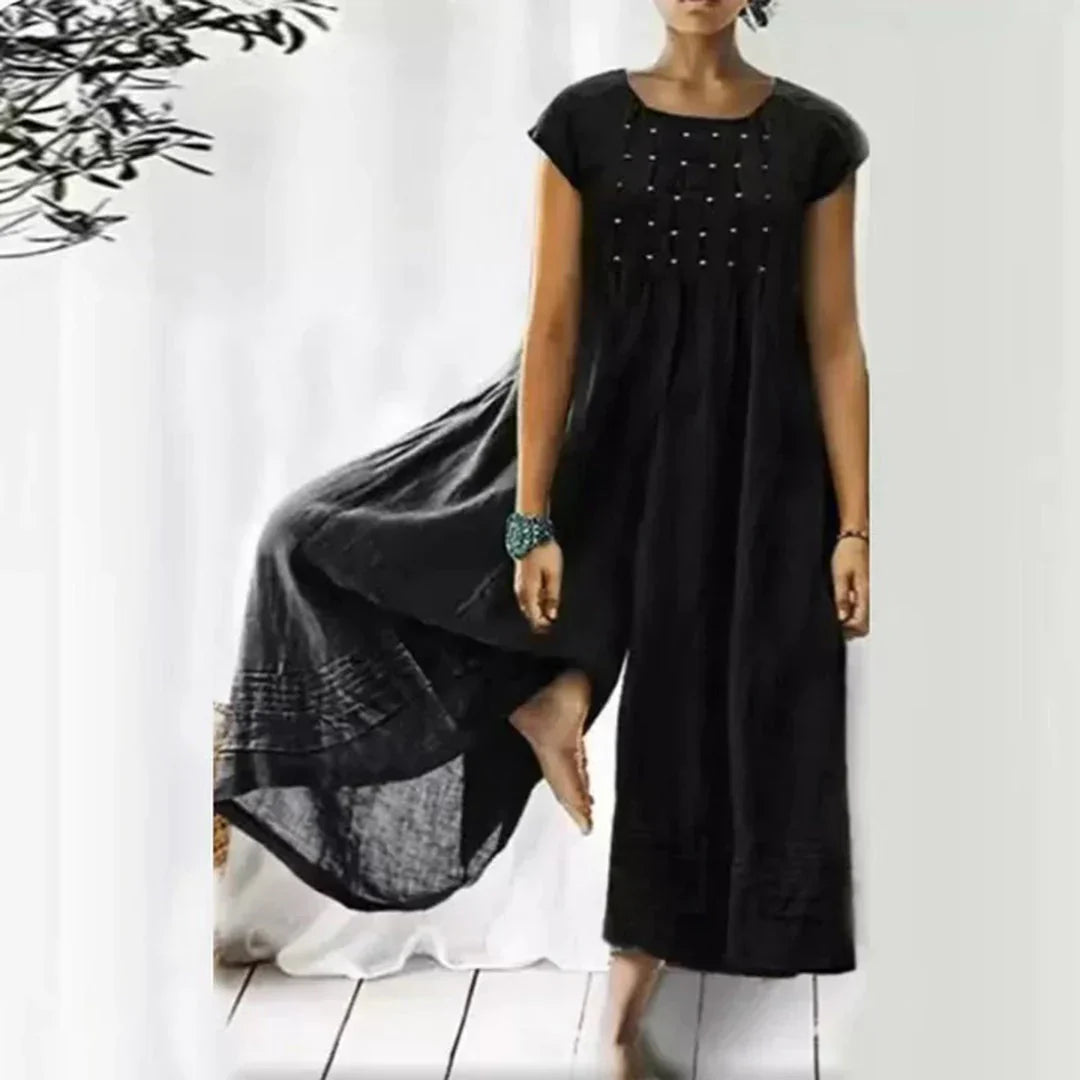 WW | Atmungsaktives Baumwoll-Leinen-Kleid