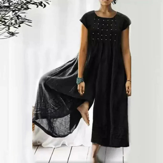 WW | Atmungsaktives Baumwoll-Leinen-Kleid