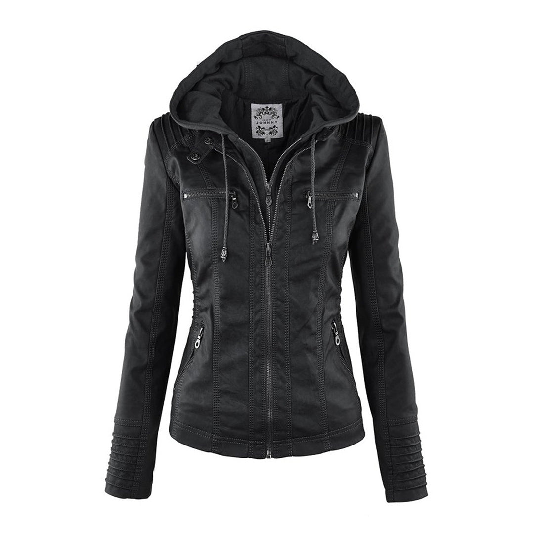 WW | Wetterfester Damen Lederjacke Mit Kapuze