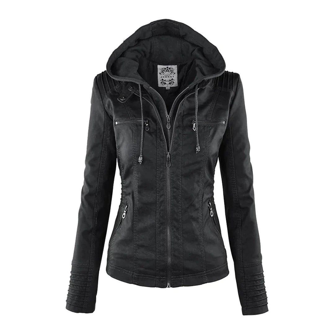WW | Elegantes Motorradjacke Mit Kapuze Aus Hochwertigem Leder