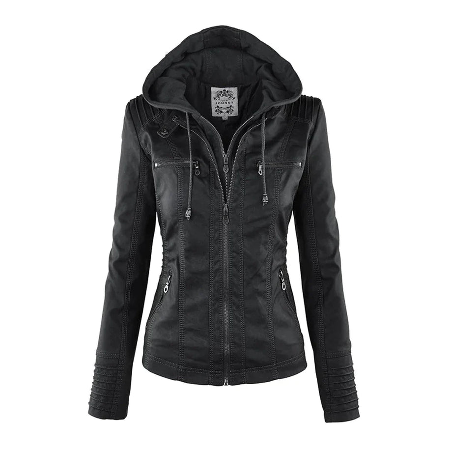 WW | Elegantes Motorradjacke Mit Kapuze Aus Hochwertigem Leder