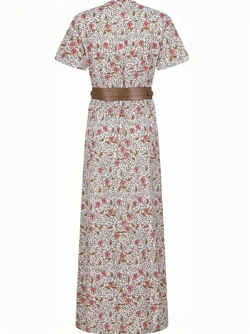 WW | Kleid, kurzärmlig, Gürtel, Maxikleid, Sommerkleid