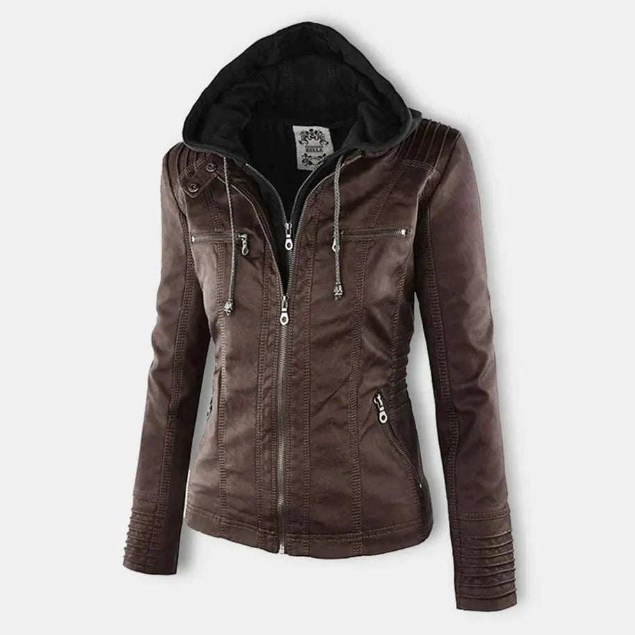 WW | Elegantes Motorradjacke Mit Kapuze Aus Hochwertigem Leder