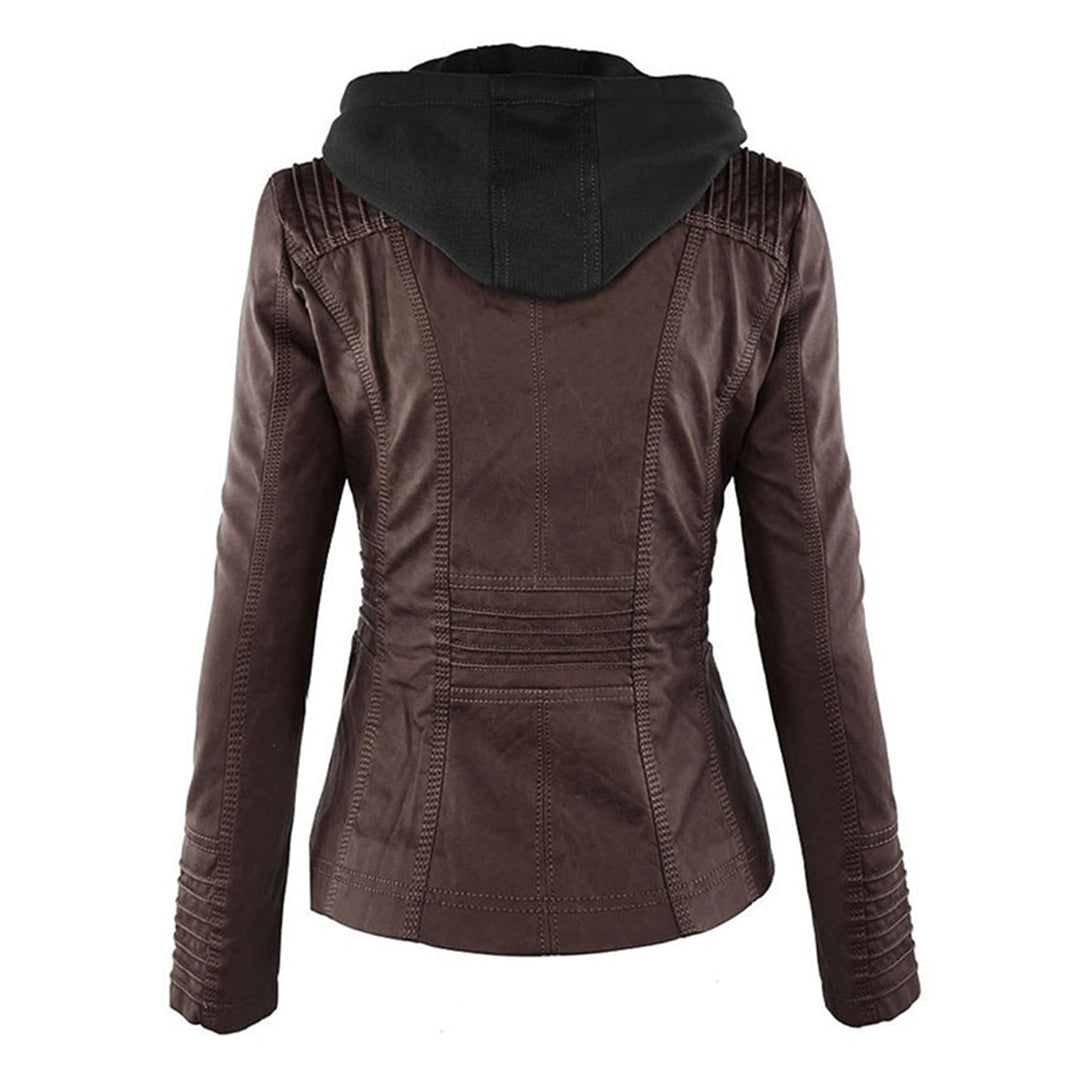 WW | Wetterfester Damen Lederjacke Mit Kapuze