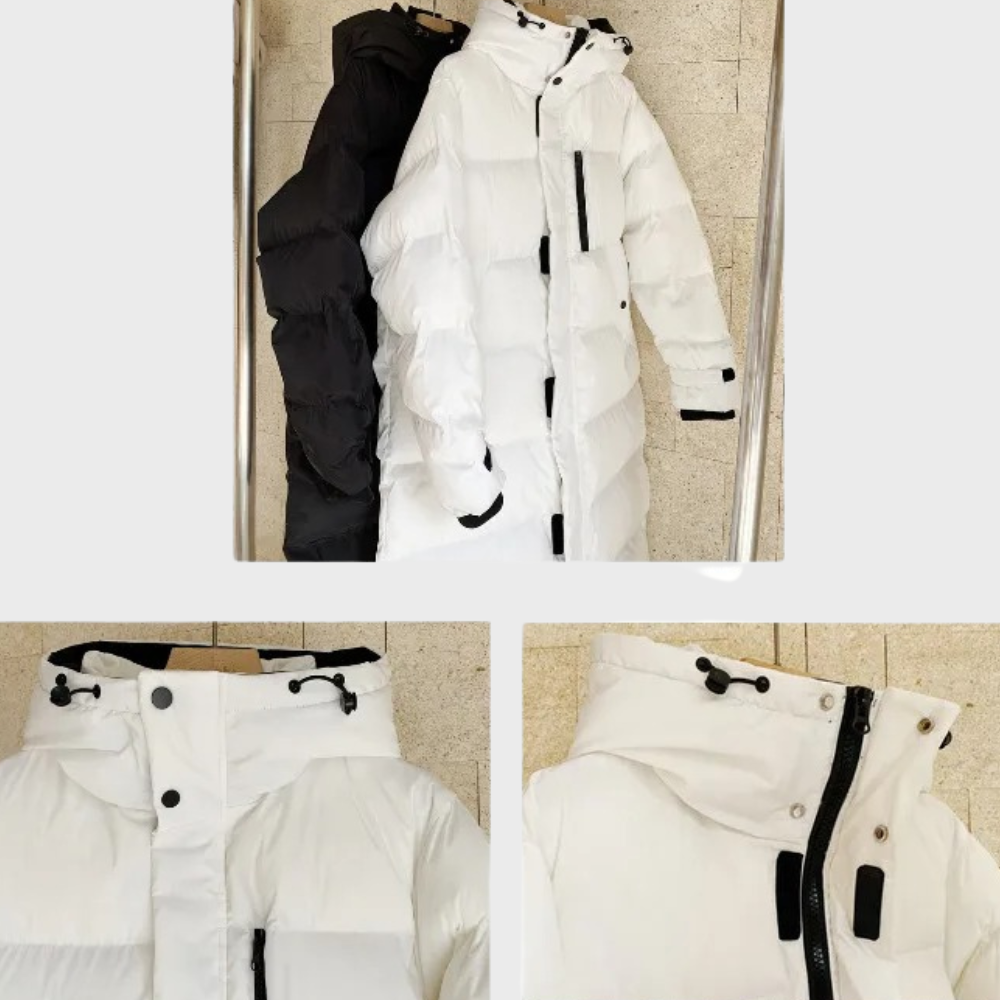 und lange Daunenjacke