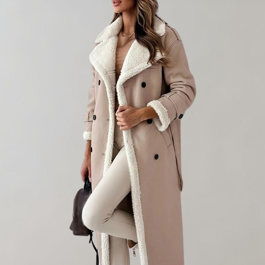 einreihiger Wintermantel aus weichem Leder