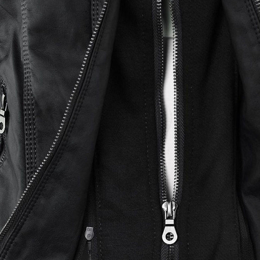 WW | Wetterfester Damen Lederjacke Mit Kapuze