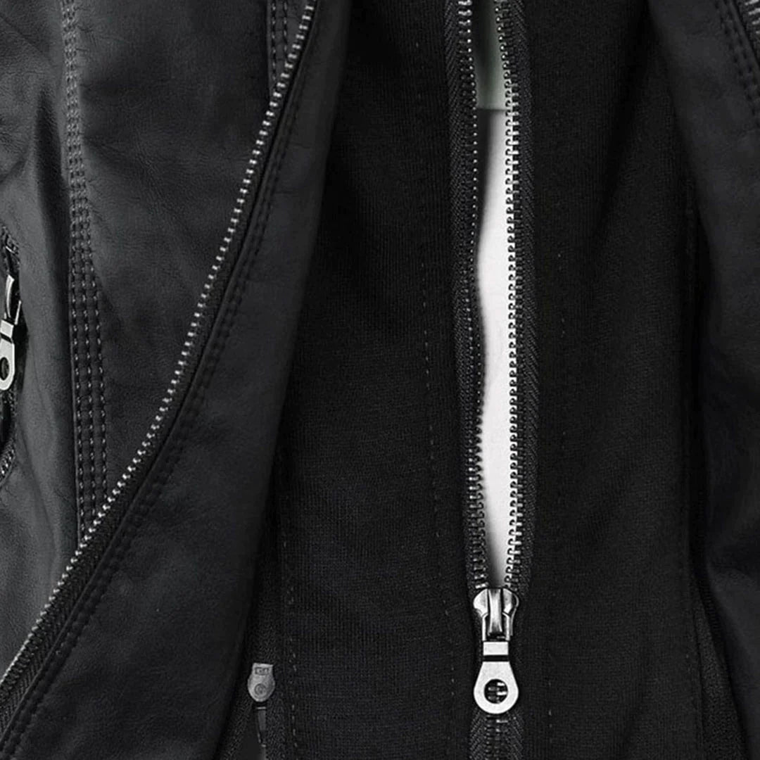 WW | Elegantes Motorradjacke Mit Kapuze Aus Hochwertigem Leder