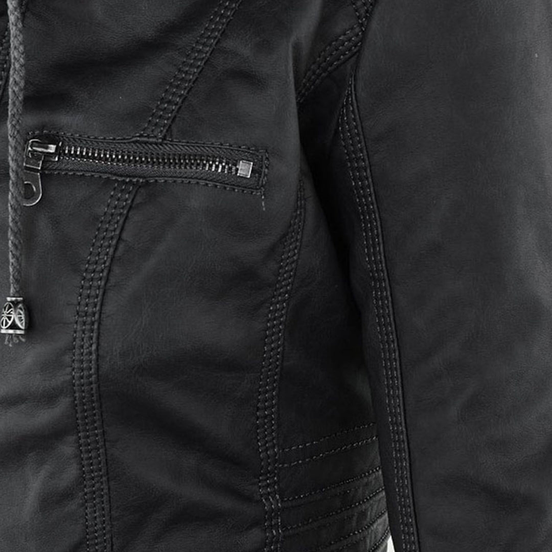 WW | Wetterfester Damen Lederjacke Mit Kapuze