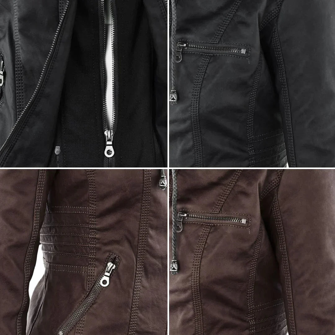 WW | Elegantes Motorradjacke Mit Kapuze Aus Hochwertigem Leder