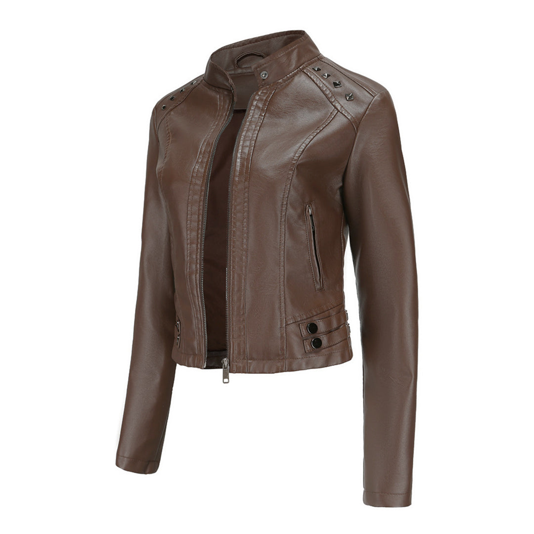 WW | Elegante Lederjacke mit einzigartigen Details für Damen