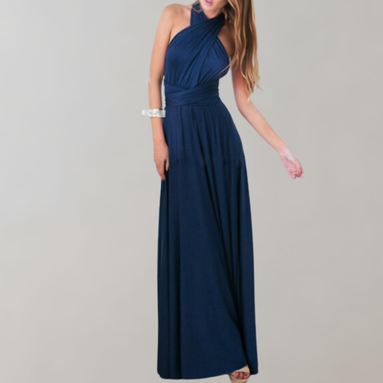 WW - Schick Maxikleid | Cocktail Kleid Taillengurtel