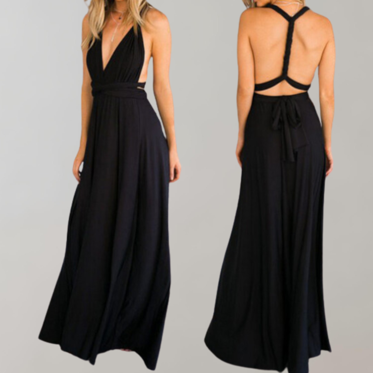 WW - Schick Maxikleid | Cocktail Kleid Taillengurtel