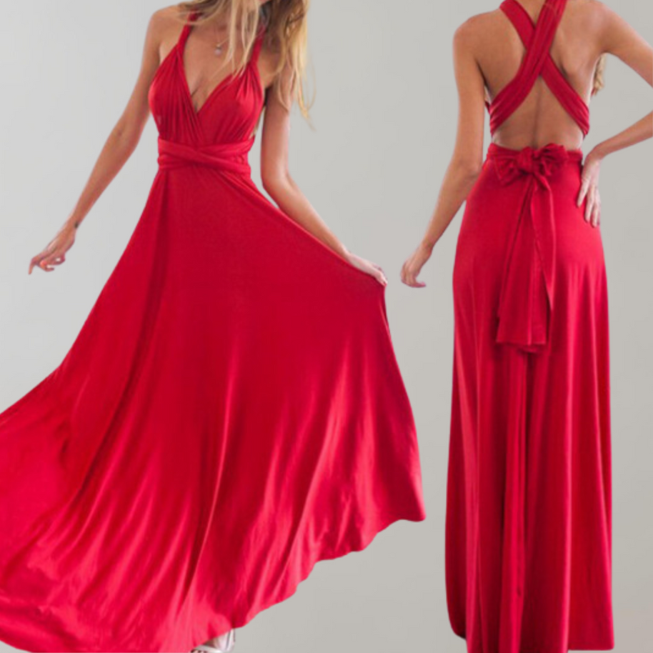 WW - Schick Maxikleid | Cocktail Kleid Taillengurtel