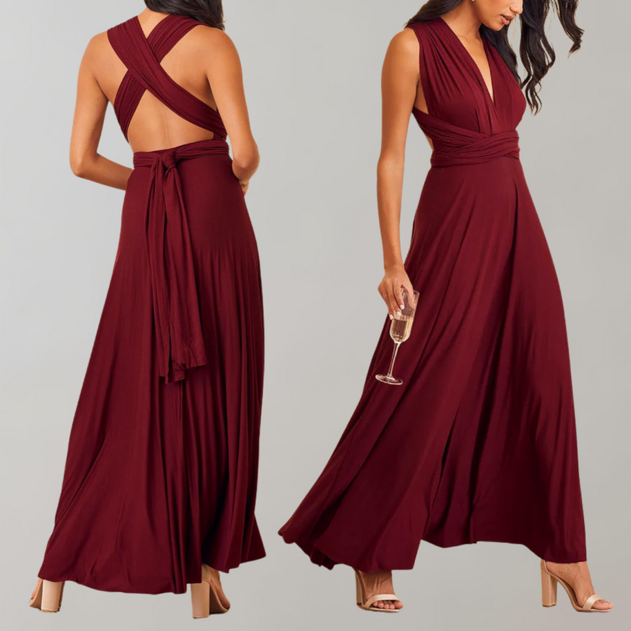 WW - Schick Maxikleid | Cocktail Kleid Taillengurtel