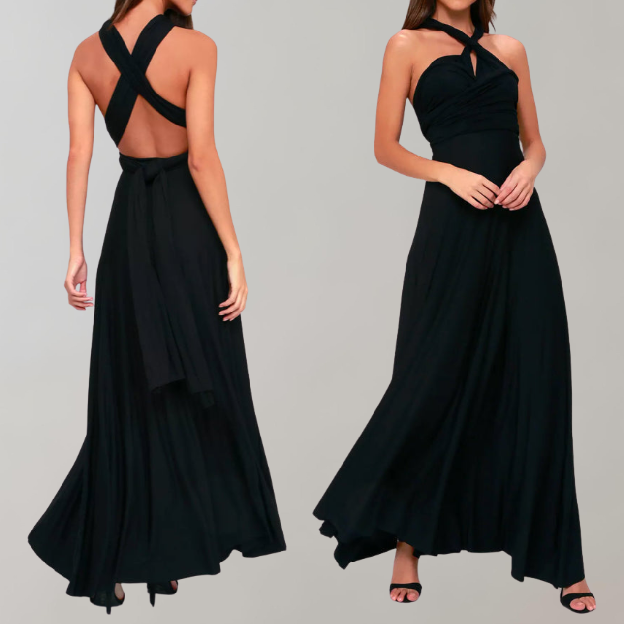 WW - Schick Maxikleid | Cocktail Kleid Taillengurtel