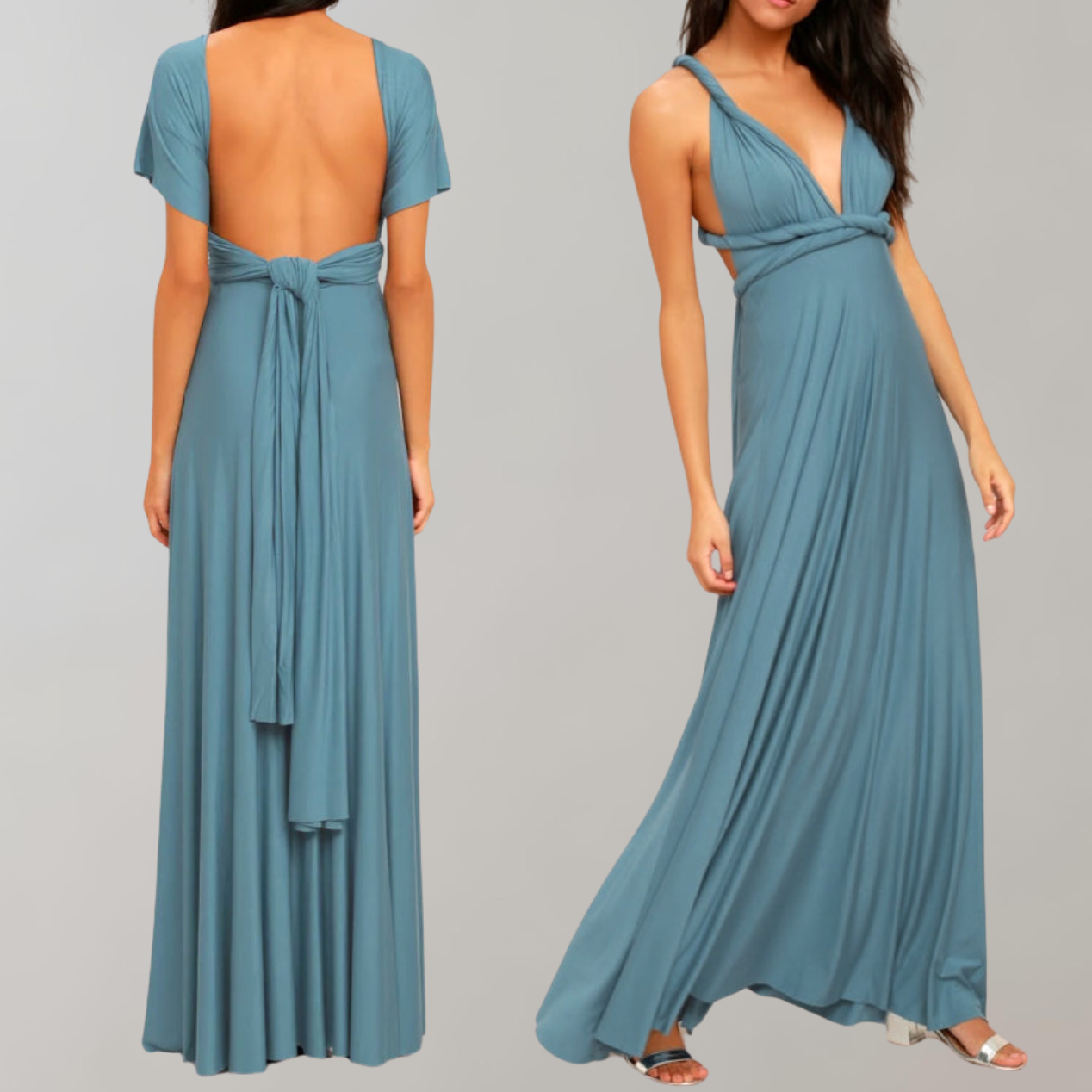 WW - Schick Maxikleid | Cocktail Kleid Taillengurtel