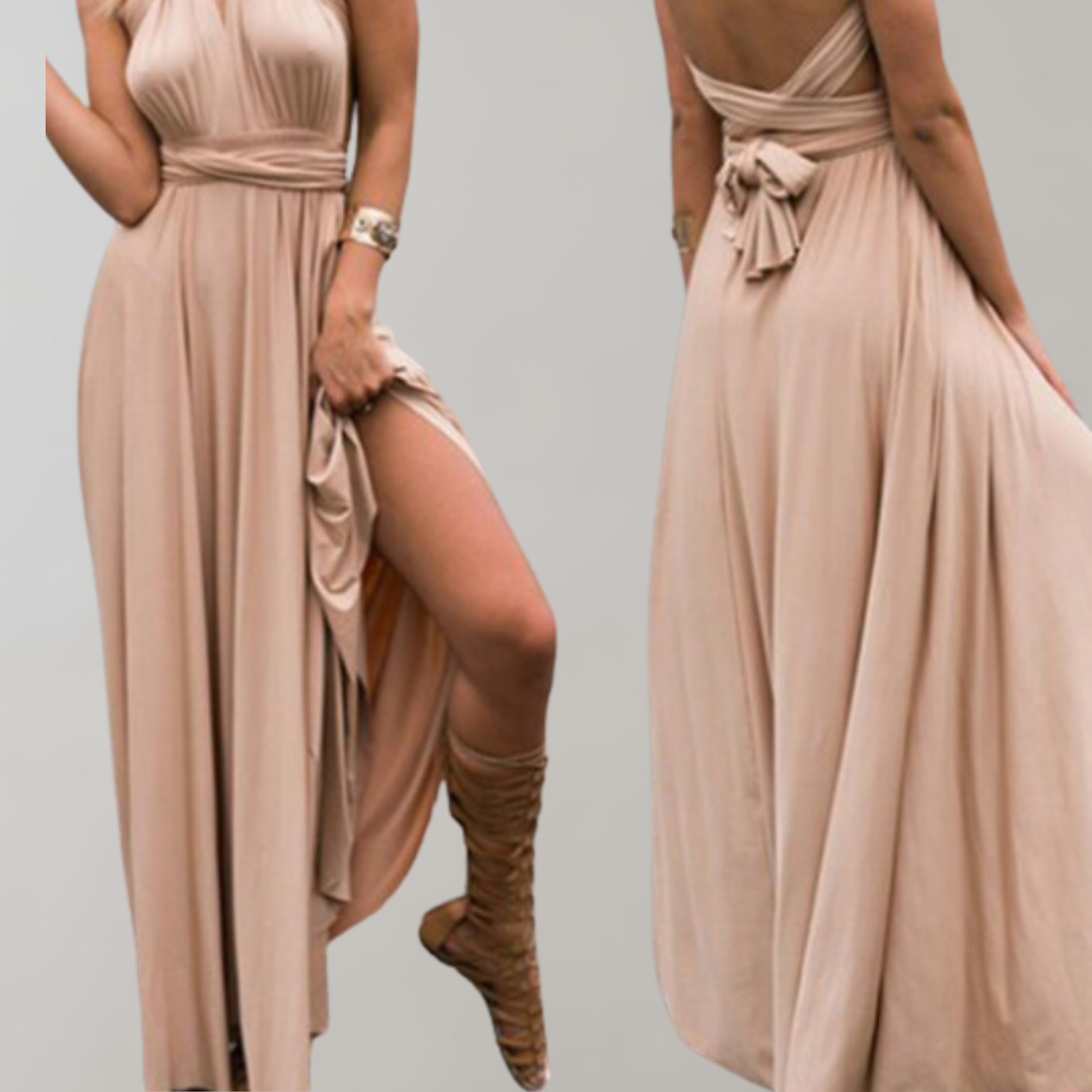 WW - Schick Maxikleid | Cocktail Kleid Taillengurtel