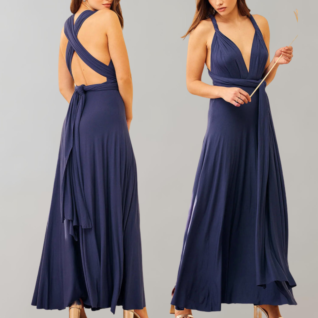 WW - Schick Maxikleid | Cocktail Kleid Taillengurtel