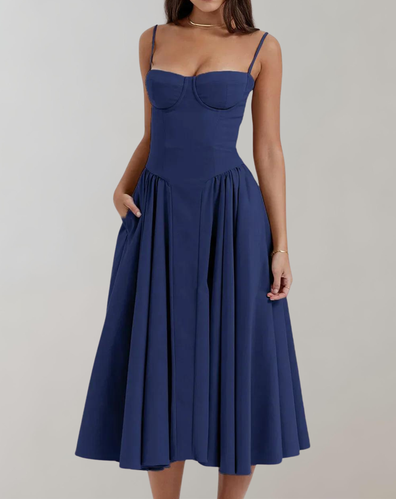 WW - Schick Cocktail Kleid | Zeitlos Abendkleid Mit tiefem Hals