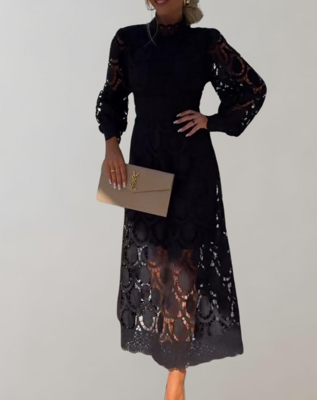 WW -Anspruchsvolles Midikleid aus weißer Spitze | Spitzenkleid im Vintage-Stil